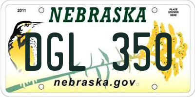 NE license plate DGL350