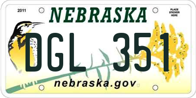 NE license plate DGL351