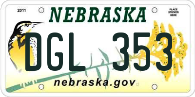NE license plate DGL353