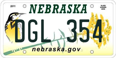 NE license plate DGL354
