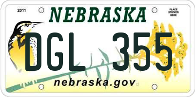 NE license plate DGL355