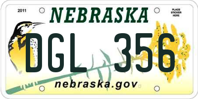 NE license plate DGL356