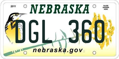 NE license plate DGL360