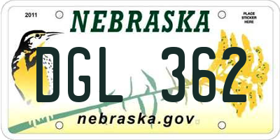 NE license plate DGL362