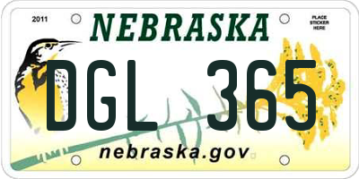 NE license plate DGL365