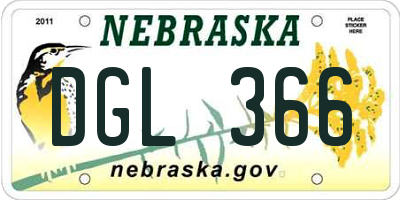 NE license plate DGL366