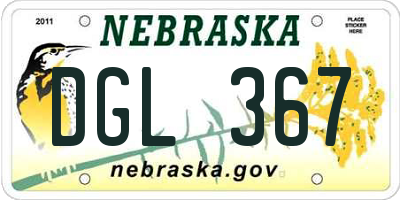 NE license plate DGL367