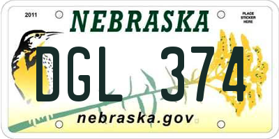 NE license plate DGL374