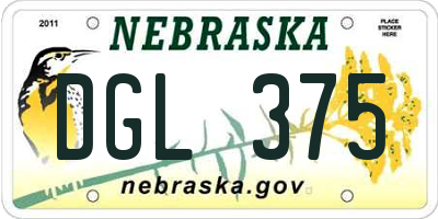 NE license plate DGL375