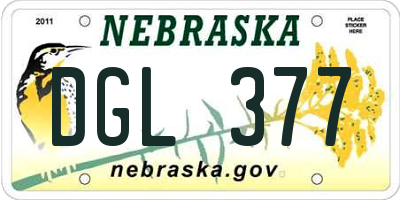 NE license plate DGL377