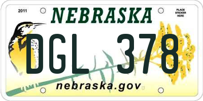 NE license plate DGL378