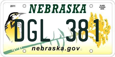 NE license plate DGL381
