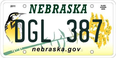 NE license plate DGL387