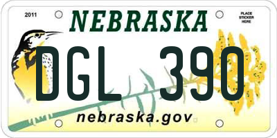 NE license plate DGL390