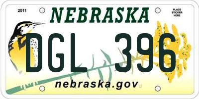 NE license plate DGL396