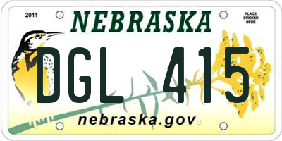 NE license plate DGL415