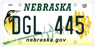 NE license plate DGL445