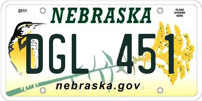 NE license plate DGL451