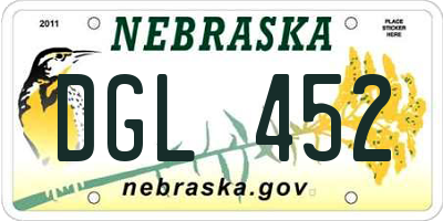 NE license plate DGL452