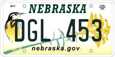 NE license plate DGL453