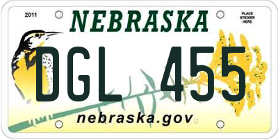 NE license plate DGL455