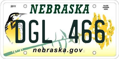 NE license plate DGL466