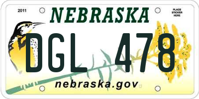 NE license plate DGL478