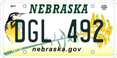 NE license plate DGL492