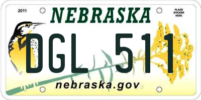 NE license plate DGL511