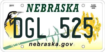 NE license plate DGL525