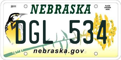 NE license plate DGL534