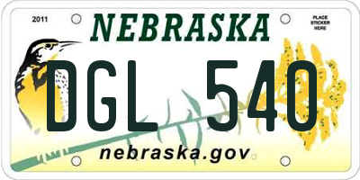 NE license plate DGL540