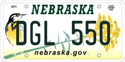 NE license plate DGL550