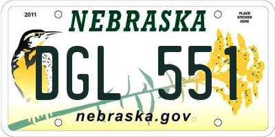 NE license plate DGL551
