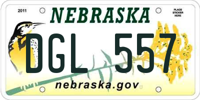 NE license plate DGL557
