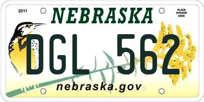 NE license plate DGL562