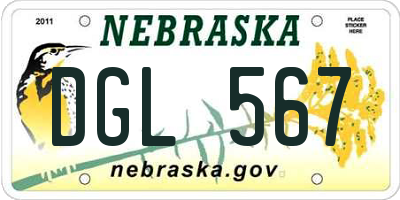 NE license plate DGL567