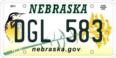NE license plate DGL583