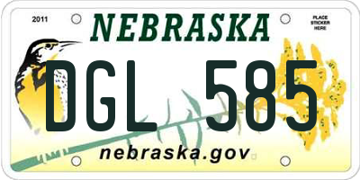 NE license plate DGL585