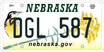 NE license plate DGL587