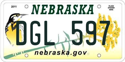 NE license plate DGL597