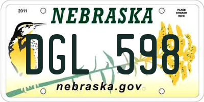 NE license plate DGL598