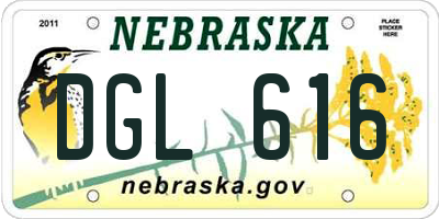 NE license plate DGL616