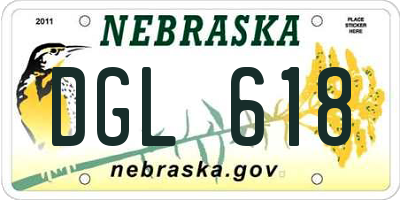 NE license plate DGL618