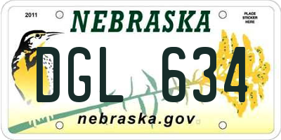 NE license plate DGL634