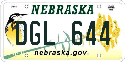 NE license plate DGL644