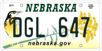 NE license plate DGL647