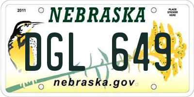 NE license plate DGL649