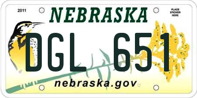 NE license plate DGL651