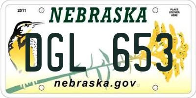 NE license plate DGL653